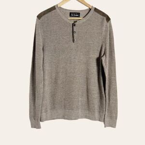 The Kooples Brown Cotton & Leather Sweater Size S